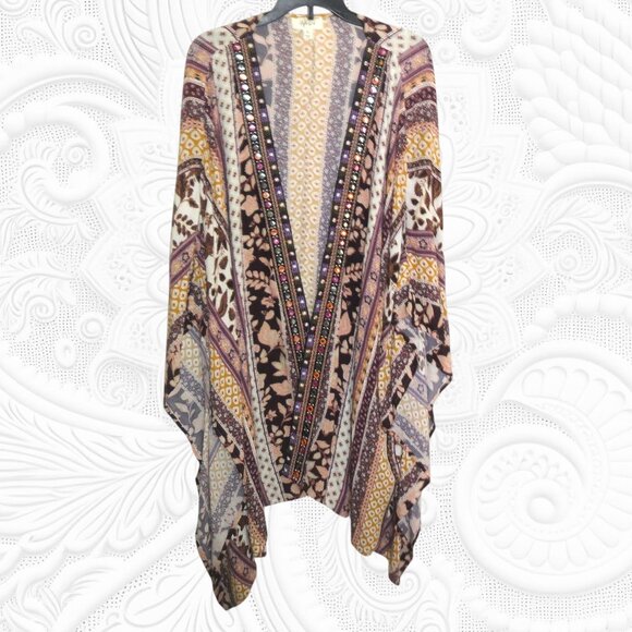 Style & Co 1X Plus Size Embellished Open Front Top - Picture 2 of 3